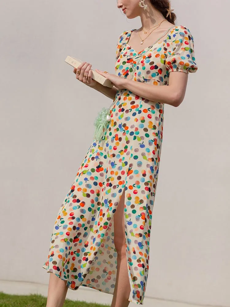 Floral halter waist party dress square neck sweet dress