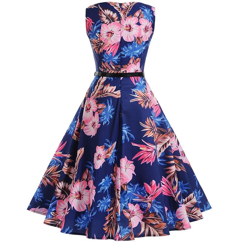 Floral Vintage Swing Dress 1950s Fashion Tea Party Retro Style