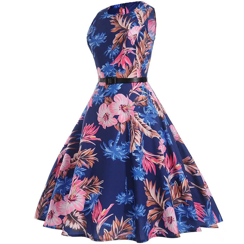 Floral Vintage Swing Dress 1950s Fashion Tea Party Retro Style