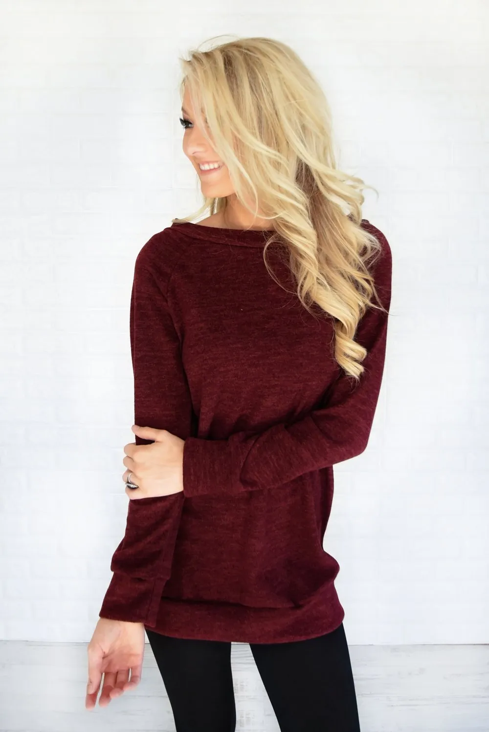 Forever Cozy Tunic Top ~ Burgundy