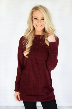 Forever Cozy Tunic Top ~ Burgundy