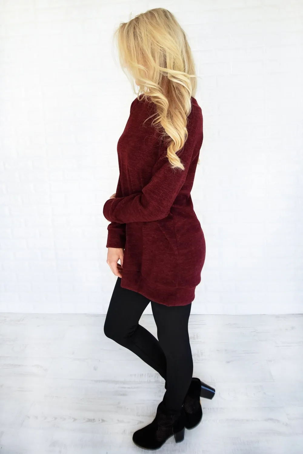 Forever Cozy Tunic Top ~ Burgundy