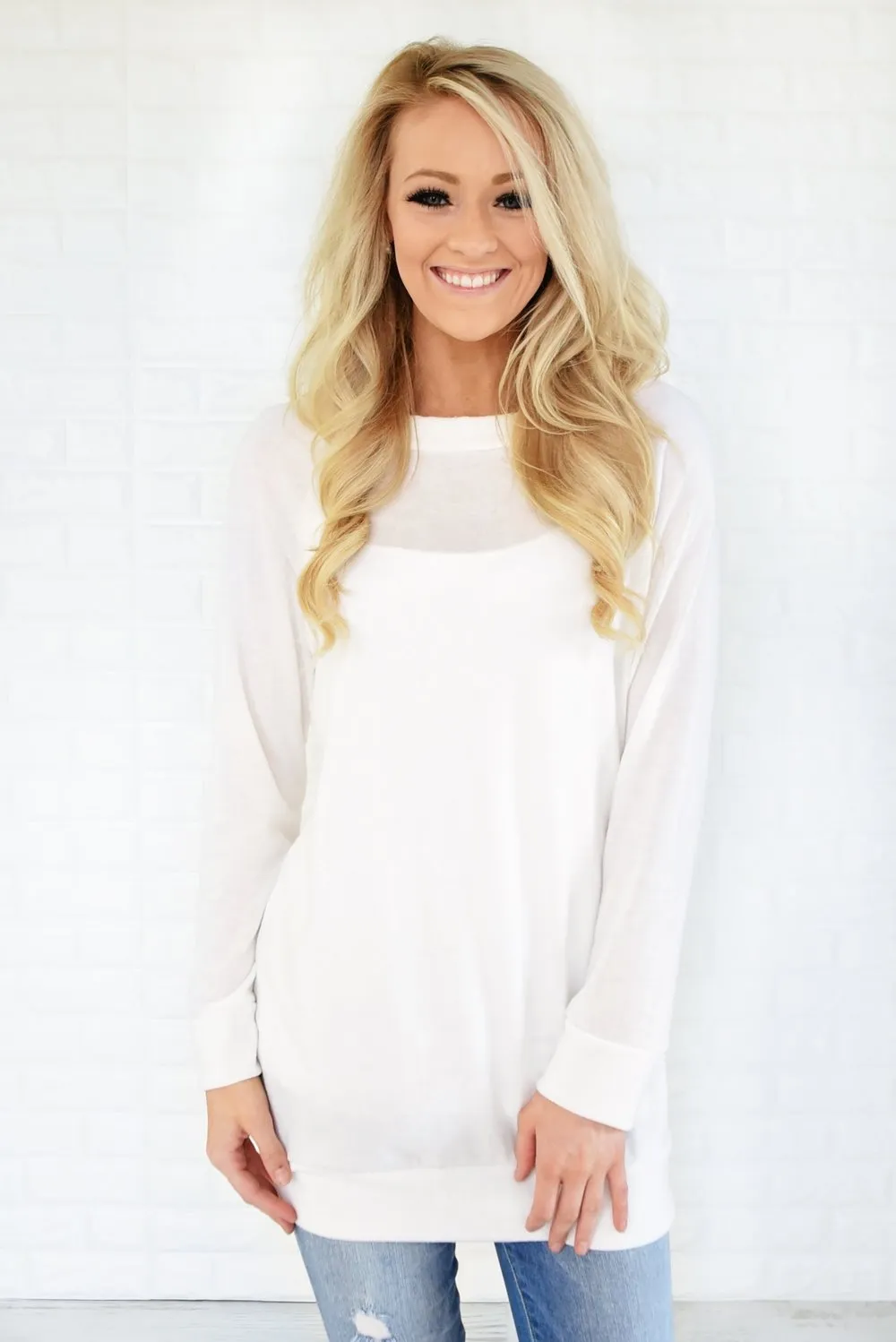 Forever Cozy Tunic Top ~ White