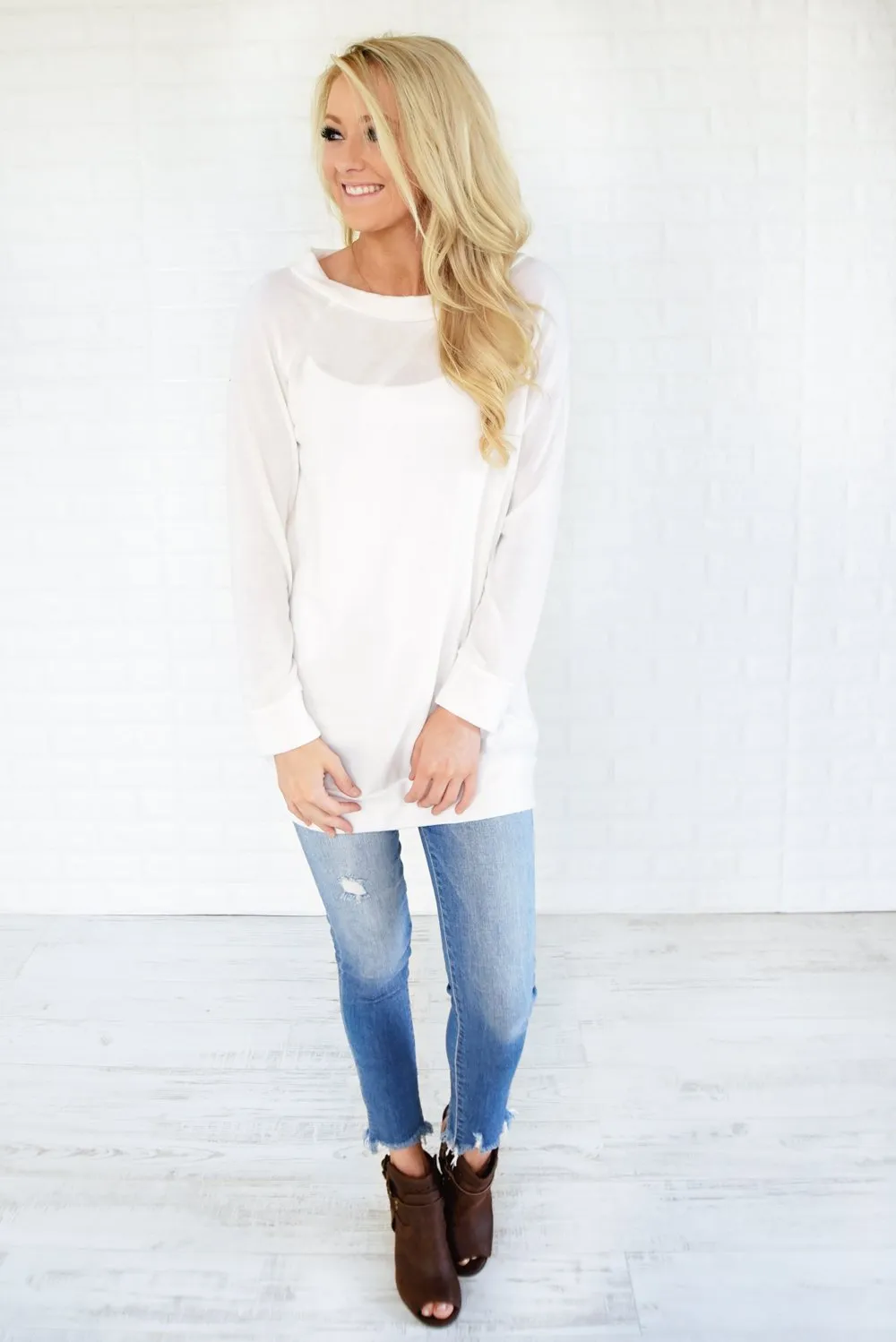 Forever Cozy Tunic Top ~ White