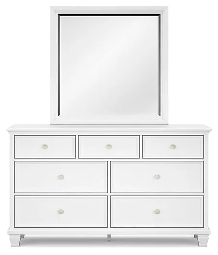 Fortman King Panel Bed with Mirrored Dresser, Chest and Nightstand