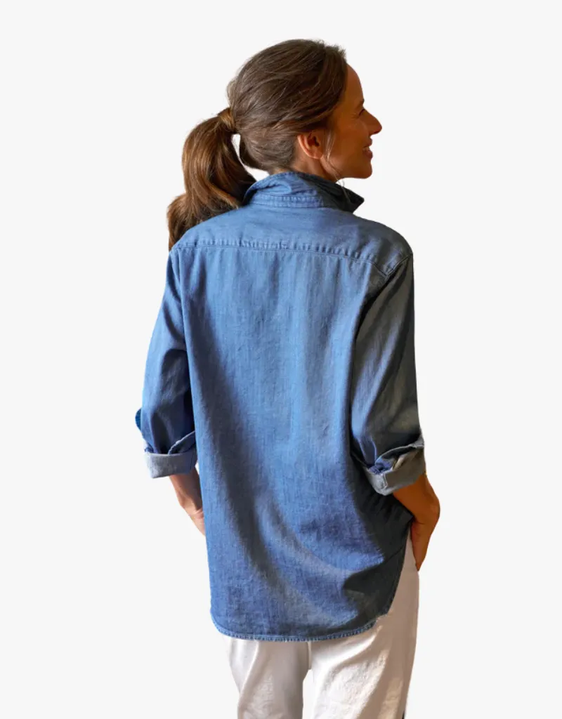 Frank & Eileen Eileen Relaxed Button Up Shirt in Vintage Stonewashed Indigo