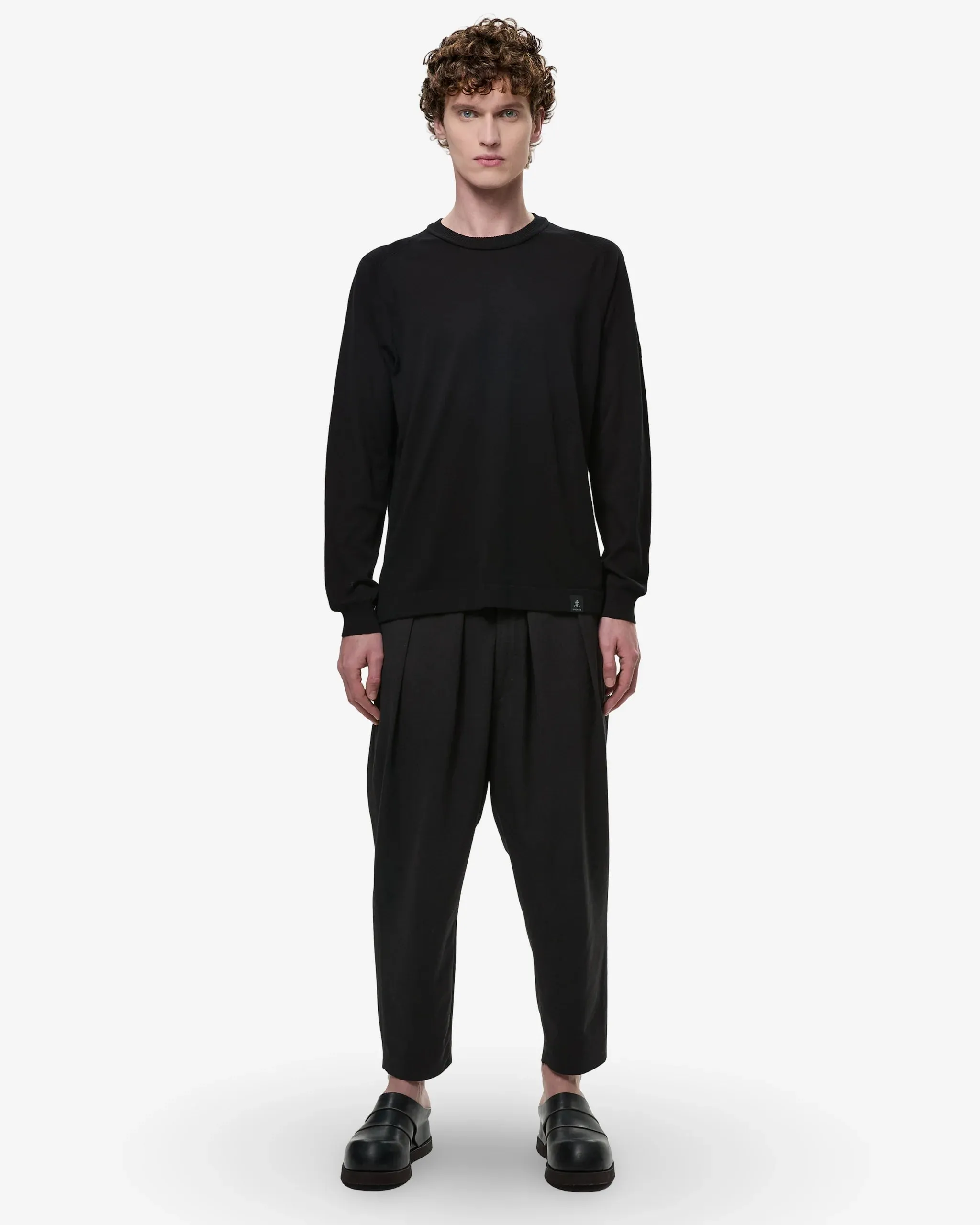 FrescoFine Sweater with Ribbed Neck Black