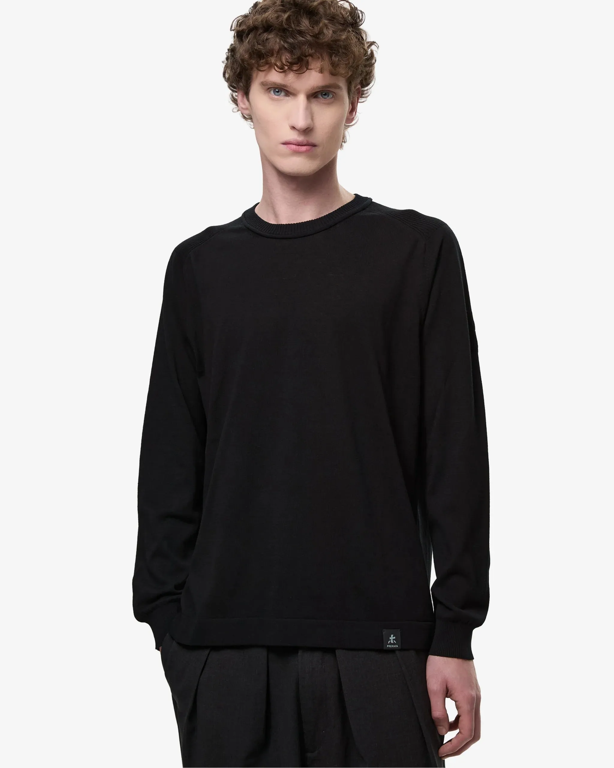 FrescoFine Sweater with Ribbed Neck Black