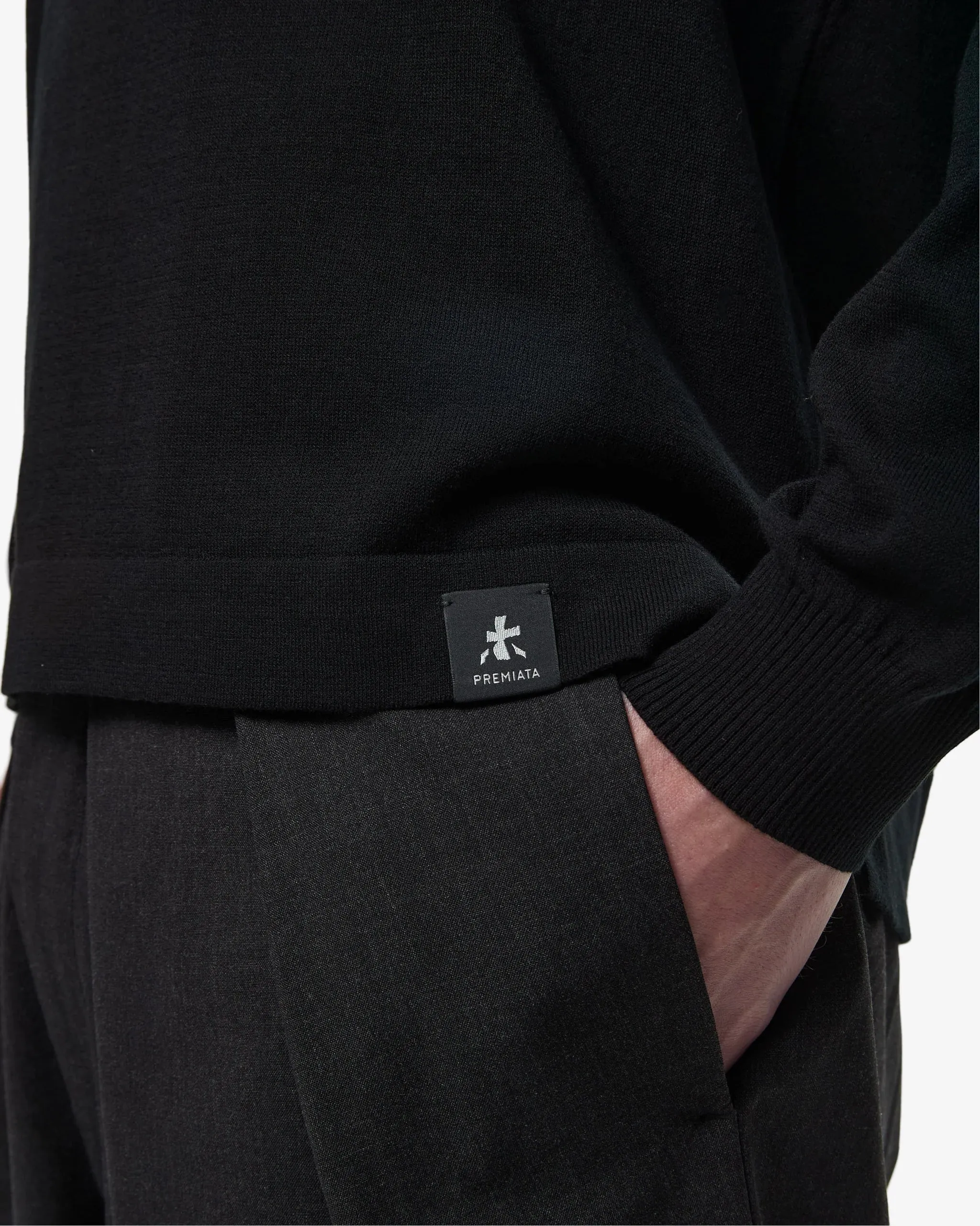 FrescoFine Sweater with Ribbed Neck Black