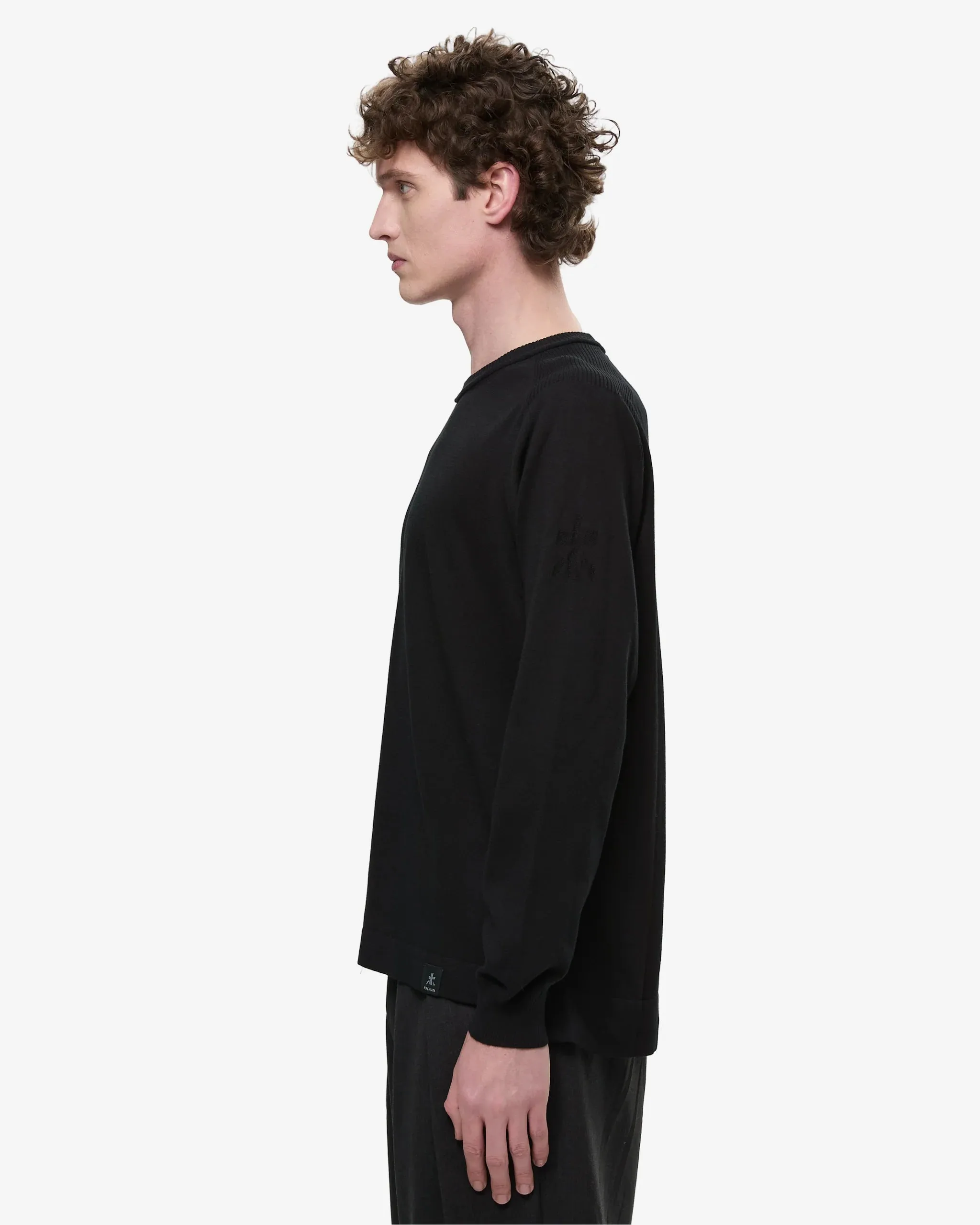FrescoFine Sweater with Ribbed Neck Black