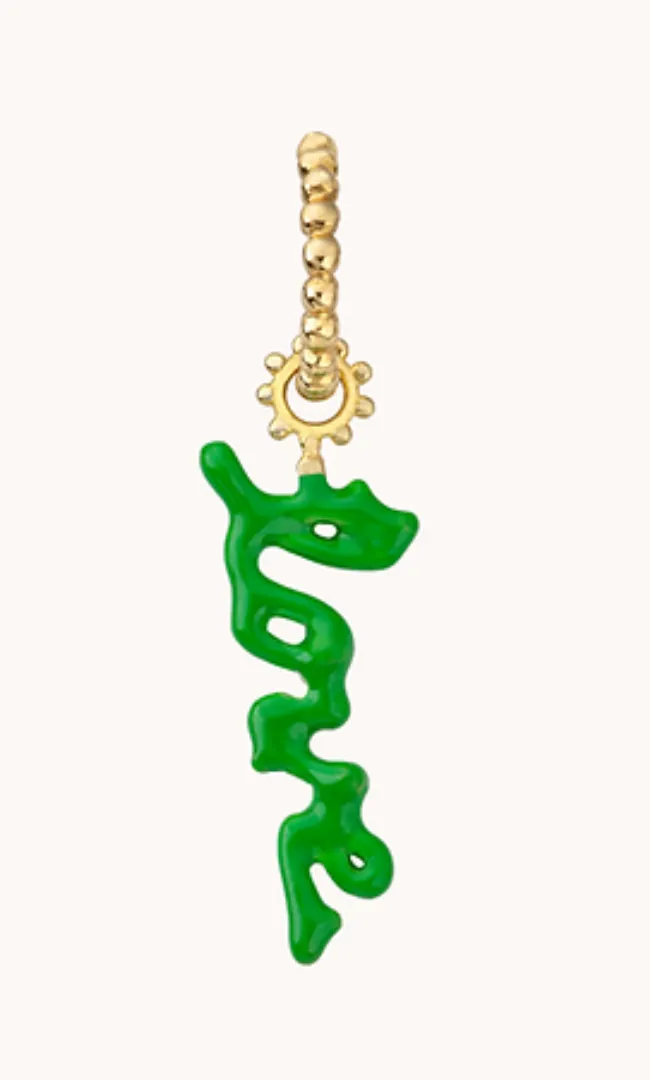 GAYA Joaillerie LOVE Earrings Enamelled Charm Green