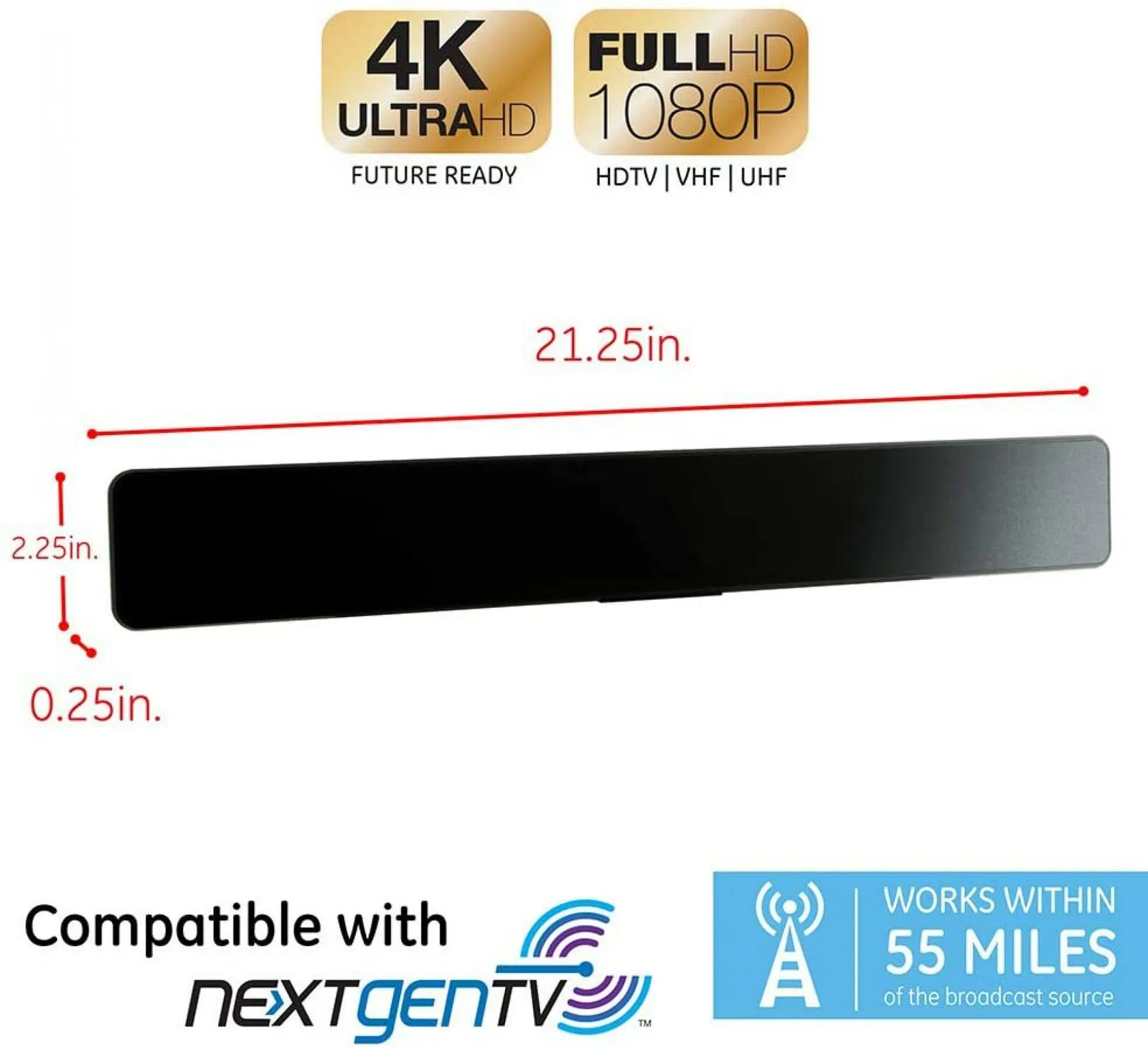 GE Pro Bar HD 200 Amplified Antenna 50 Mile. 33691
