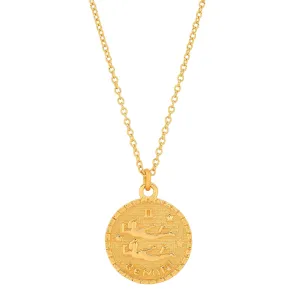 GEMINI ZODIAC MEDALLION NECKLACE, GOLD