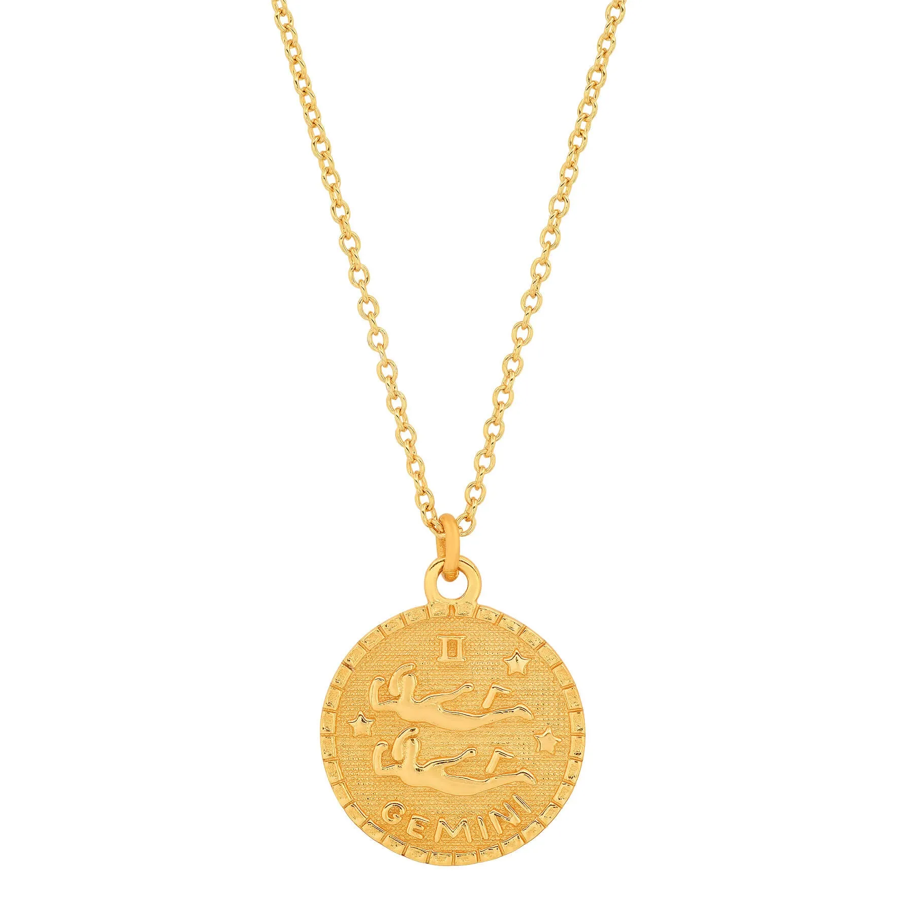 GEMINI ZODIAC MEDALLION NECKLACE, GOLD
