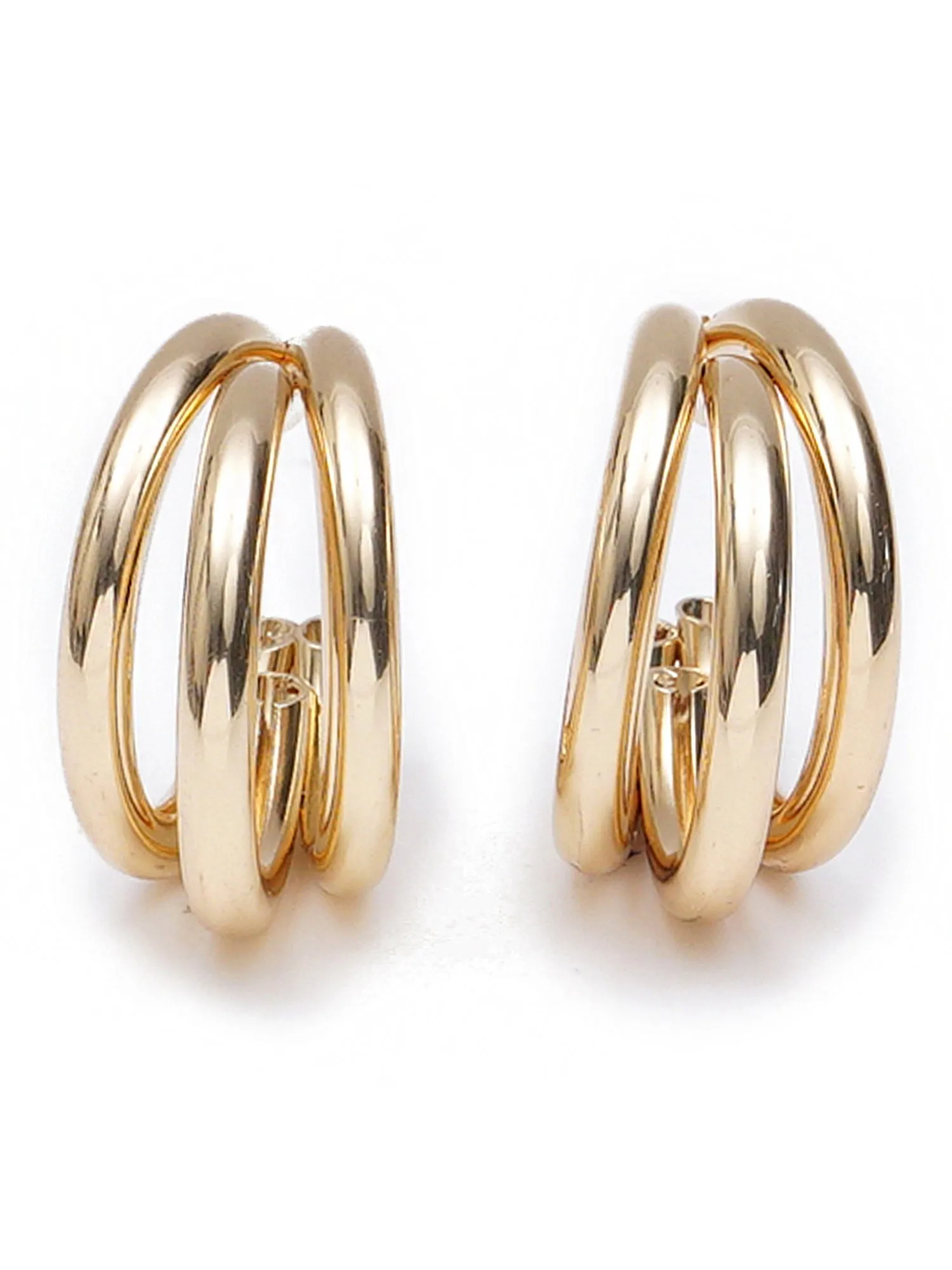 Gold-Toned Classic Half Hoop Earrings for Women