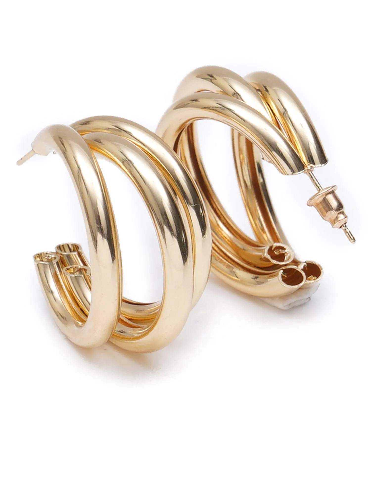 Gold-Toned Classic Half Hoop Earrings for Women