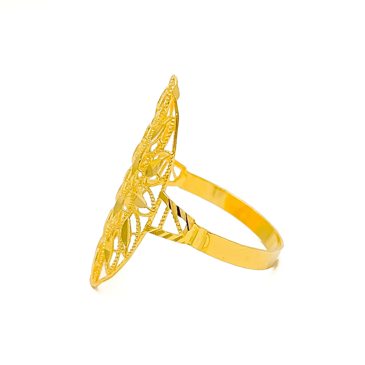 Golden Elegant 21k Gold Netted Oval Ring