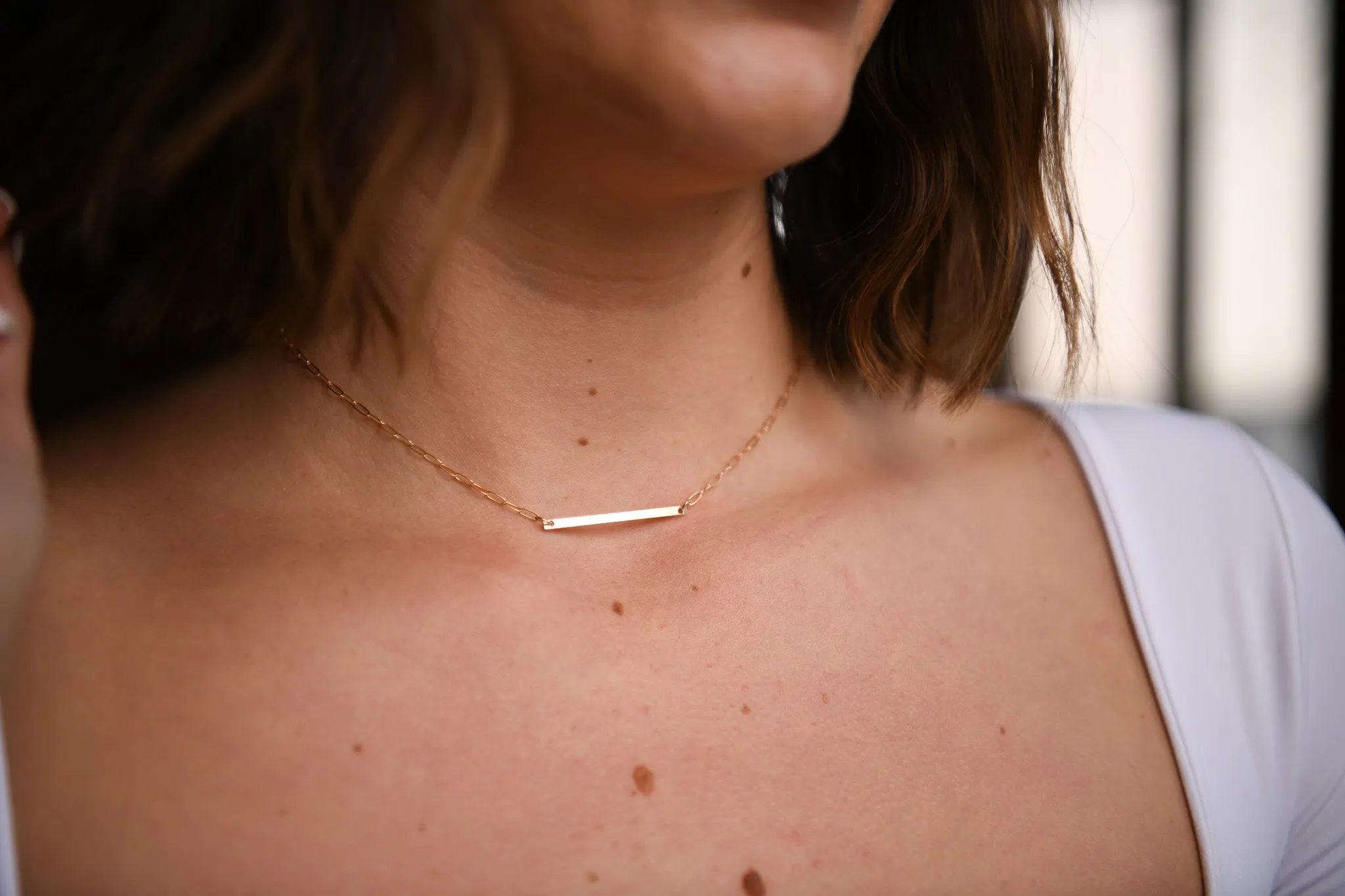 Golden Horizon Gemstone Gold Filled Paperclip Chain Necklace