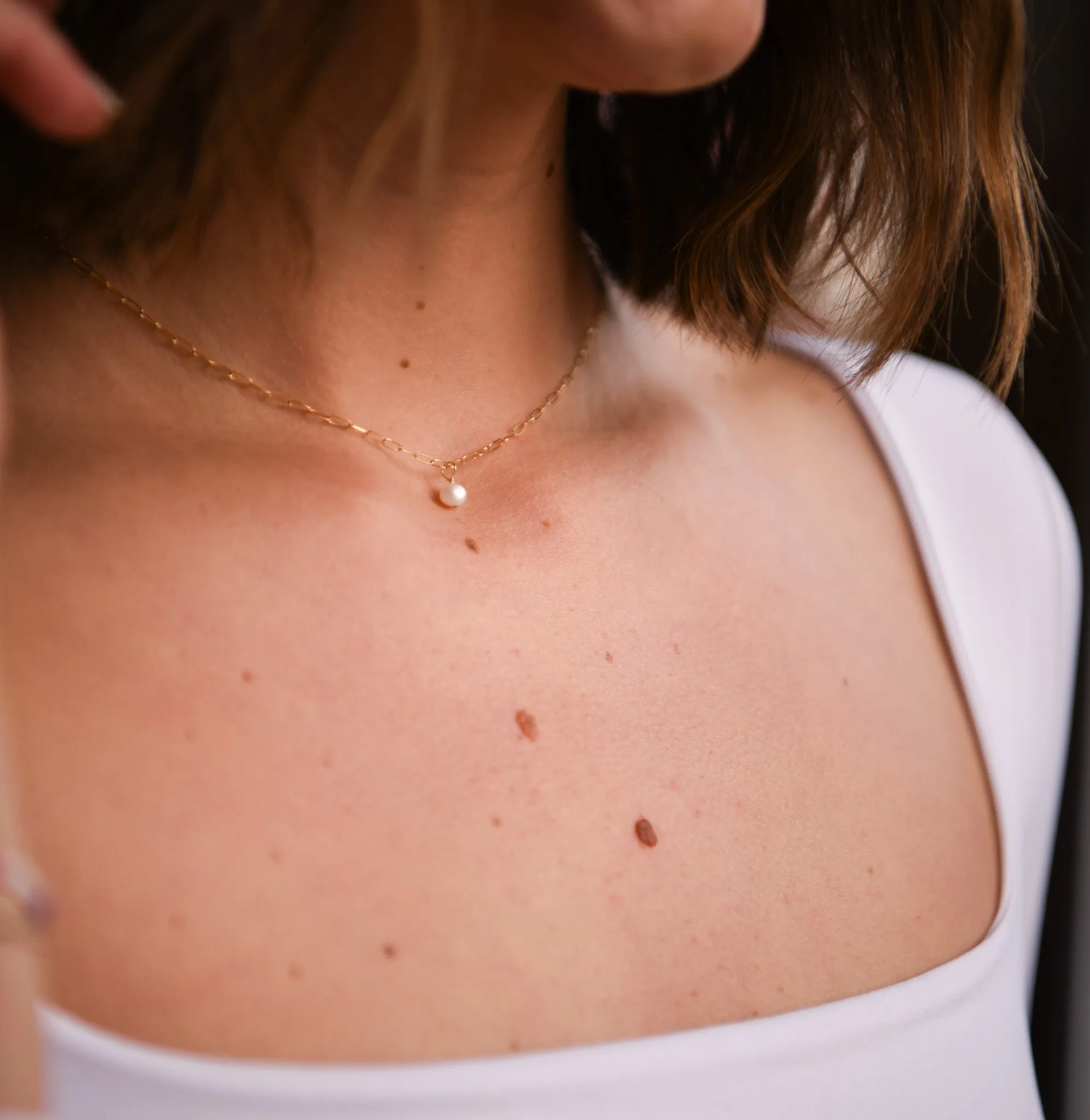 Golden Horizon Gemstone Gold Filled Paperclip Chain Necklace