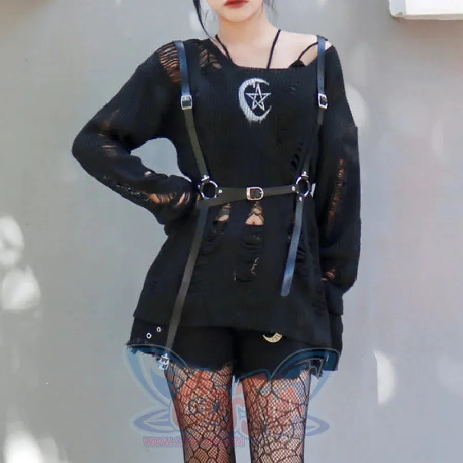 Goth Rock Hole Punk Street Knit