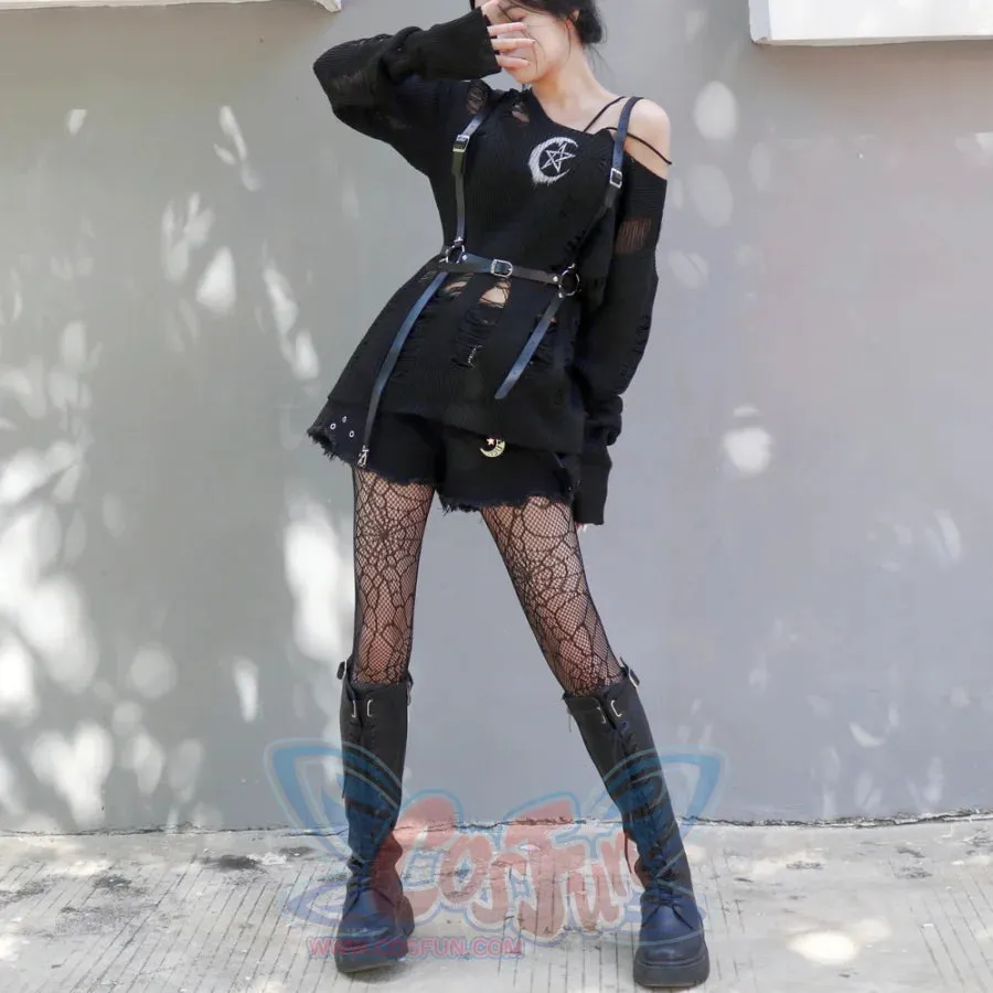 Goth Rock Hole Punk Street Knit