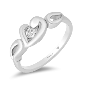 Hallmark Fine Jewelry Elegant Heart Ring in Sterling Silver with 1/10 Cttw Diamonds