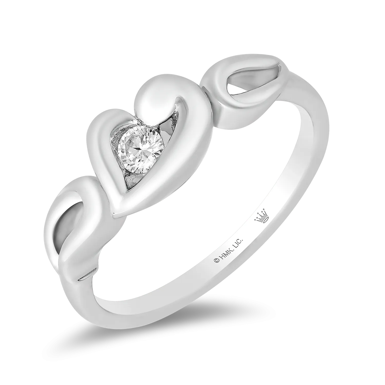 Hallmark Fine Jewelry Elegant Heart Ring in Sterling Silver with 1/10 Cttw Diamonds
