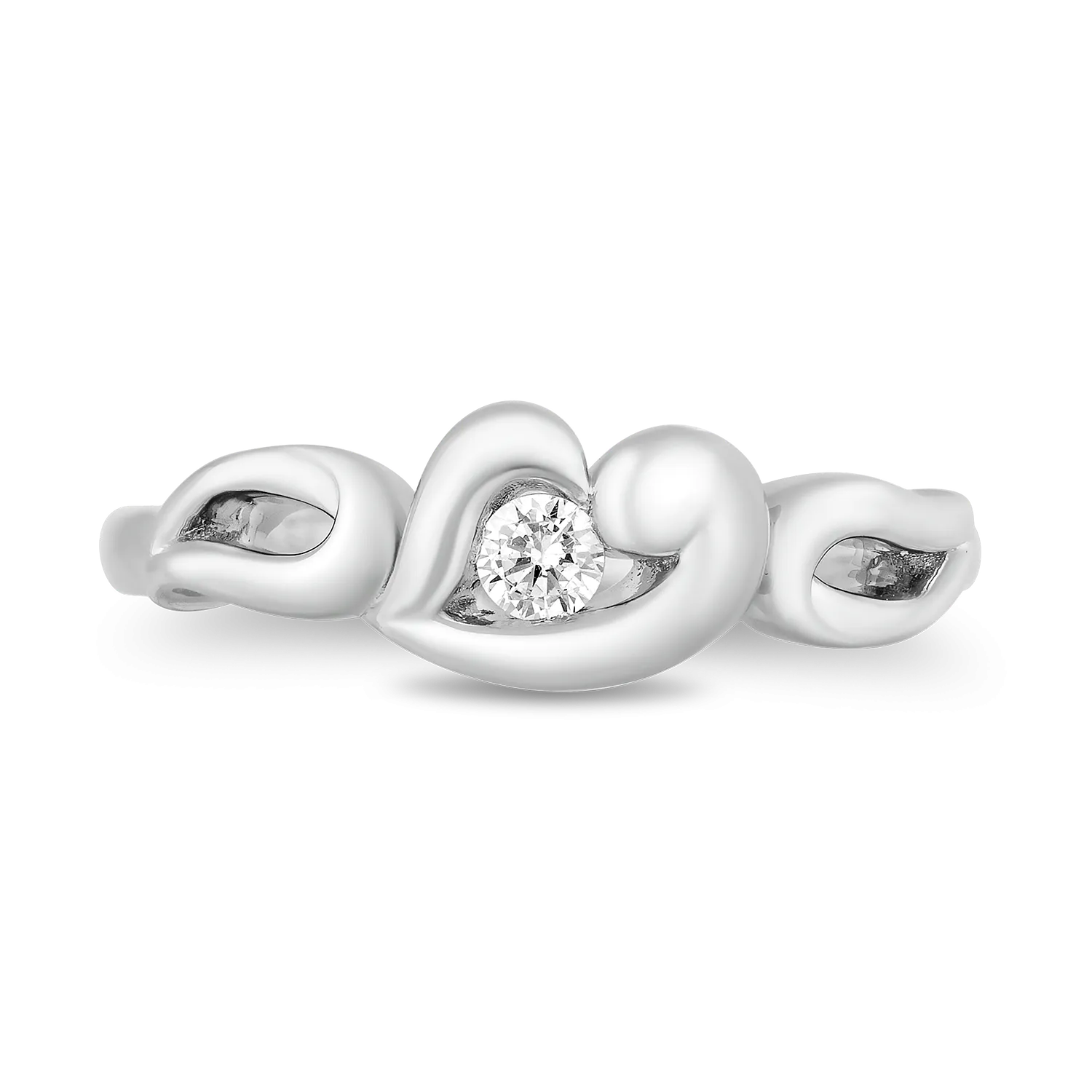 Hallmark Fine Jewelry Elegant Heart Ring in Sterling Silver with 1/10 Cttw Diamonds