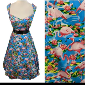 H&R London Flamingos Dress in Blue