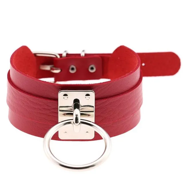 Harajuku Oversized Choker necklace Sexy Pu leather women Collar Bondage Goth Belt Choker Gothic necklace punk jewelry club party