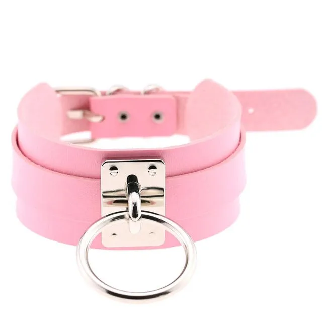 Harajuku Oversized Choker necklace Sexy Pu leather women Collar Bondage Goth Belt Choker Gothic necklace punk jewelry club party