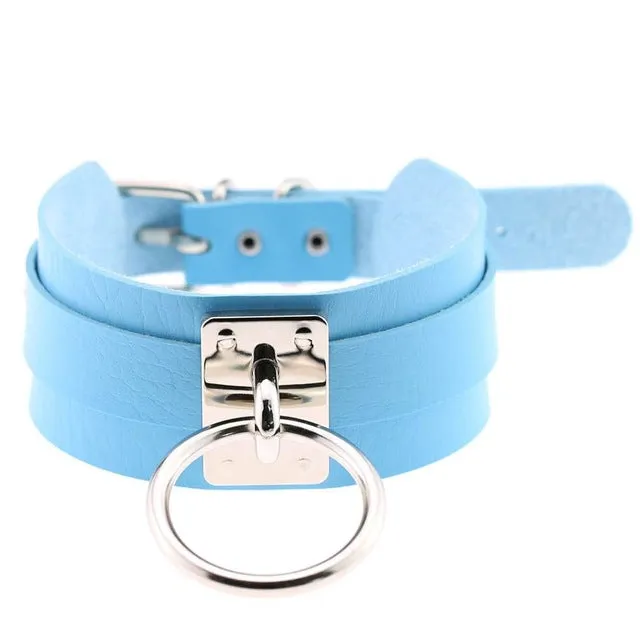 Harajuku Oversized Choker necklace Sexy Pu leather women Collar Bondage Goth Belt Choker Gothic necklace punk jewelry club party