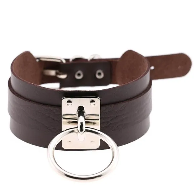 Harajuku Oversized Choker necklace Sexy Pu leather women Collar Bondage Goth Belt Choker Gothic necklace punk jewelry club party