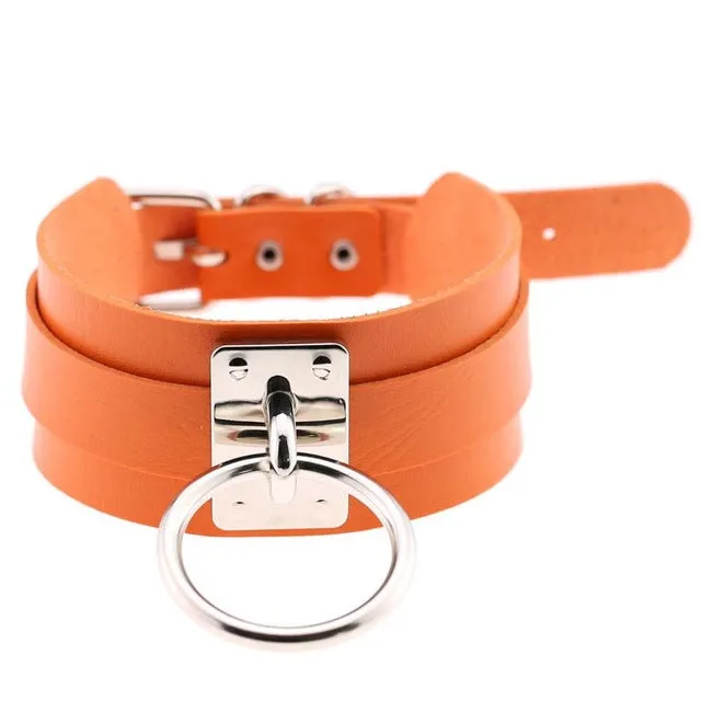 Harajuku Oversized Choker necklace Sexy Pu leather women Collar Bondage Goth Belt Choker Gothic necklace punk jewelry club party