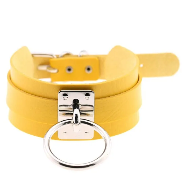 Harajuku Oversized Choker necklace Sexy Pu leather women Collar Bondage Goth Belt Choker Gothic necklace punk jewelry club party