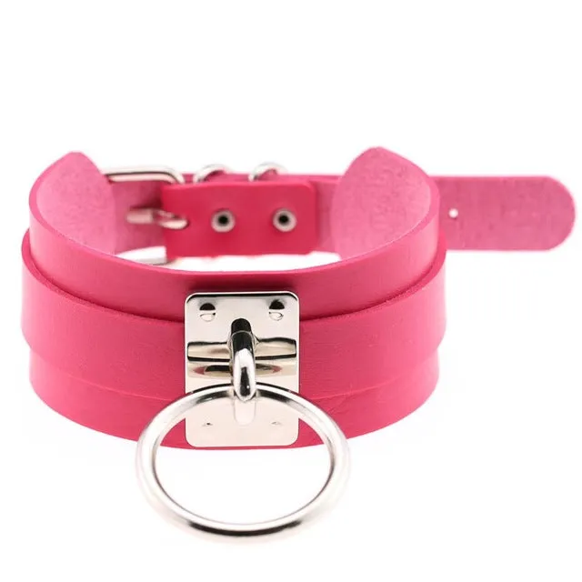 Harajuku Oversized Choker necklace Sexy Pu leather women Collar Bondage Goth Belt Choker Gothic necklace punk jewelry club party
