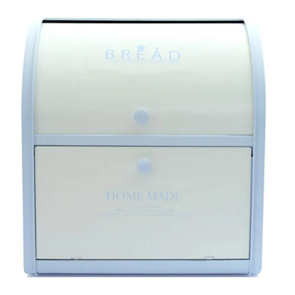 HARRA HOME 2-Tier Bread Box For Kitchen Counter, Bread Bin Storage Container For Loaves, Pastries, and More, (12 x 9.5 x 13) Inch (Blue)