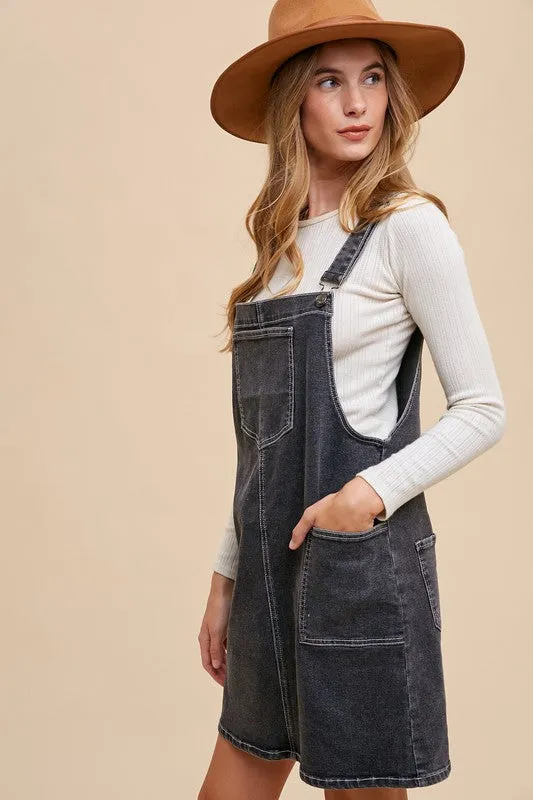 Hazel Blues® |  Annie Wear Wide Strap Denim Overall Dress with Pockets