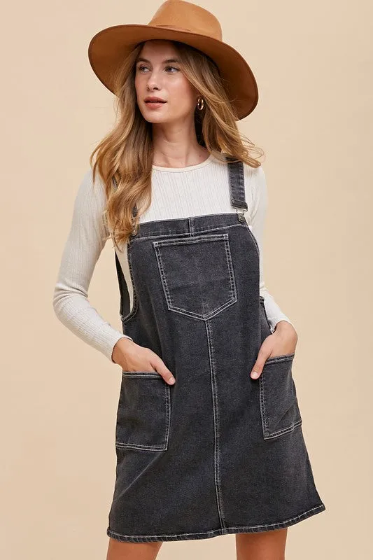 Hazel Blues® |  Annie Wear Wide Strap Denim Overall Dress with Pockets