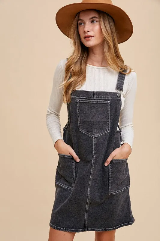 Hazel Blues® |  Annie Wear Wide Strap Denim Overall Dress with Pockets