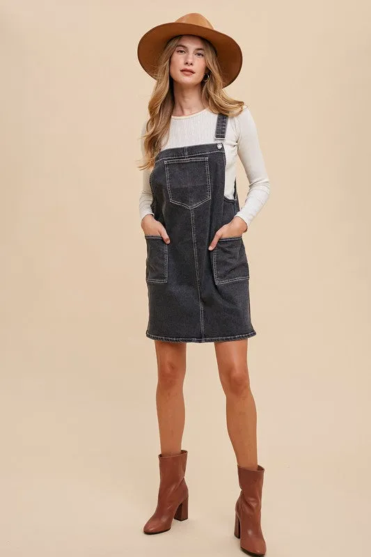 Hazel Blues® |  Annie Wear Wide Strap Denim Overall Dress with Pockets