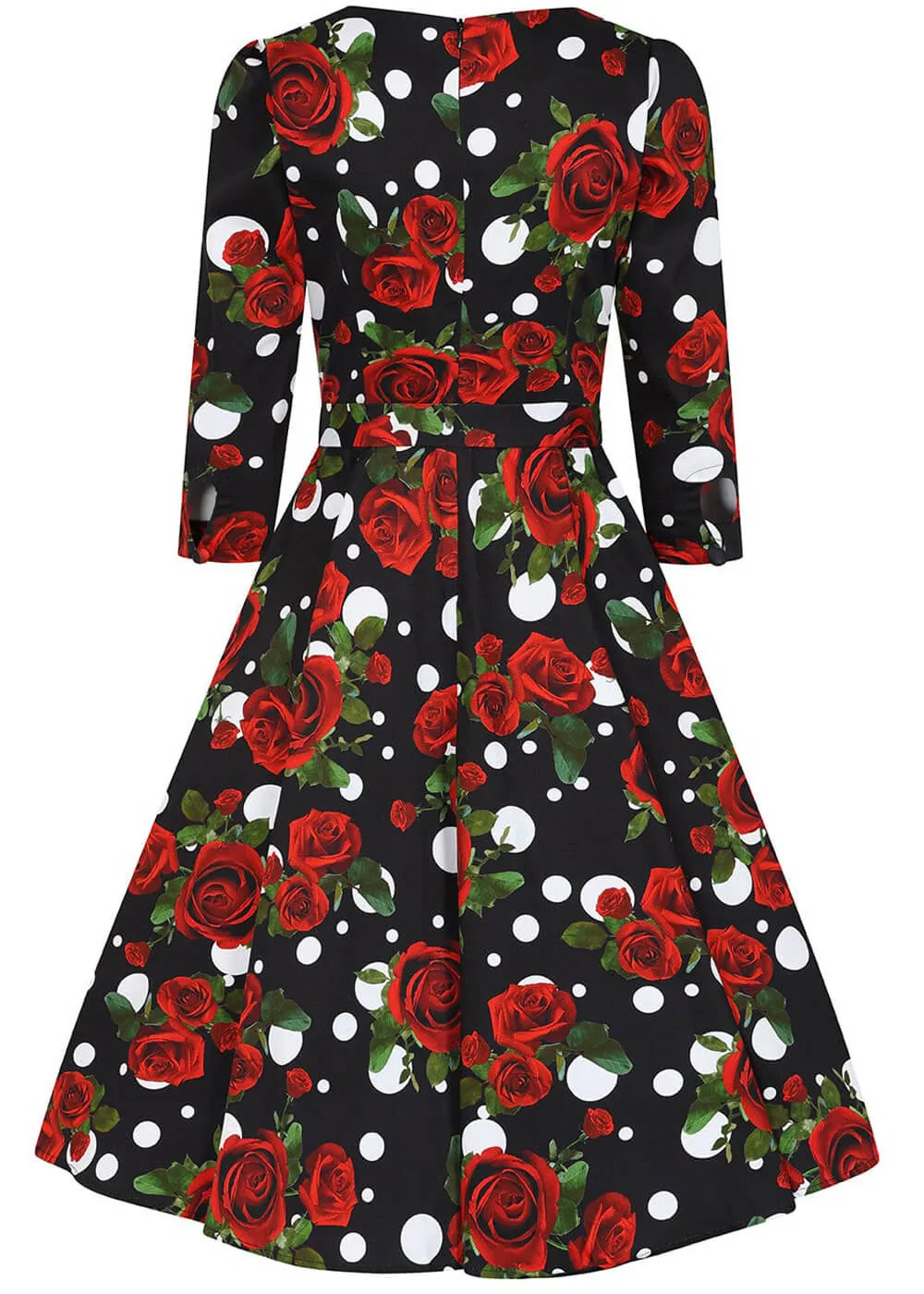 Hearts & Roses Catriona Roses 50's Swing Dress Black