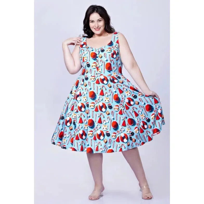 Heidi Christmas Cats Dress - Miss Lulo