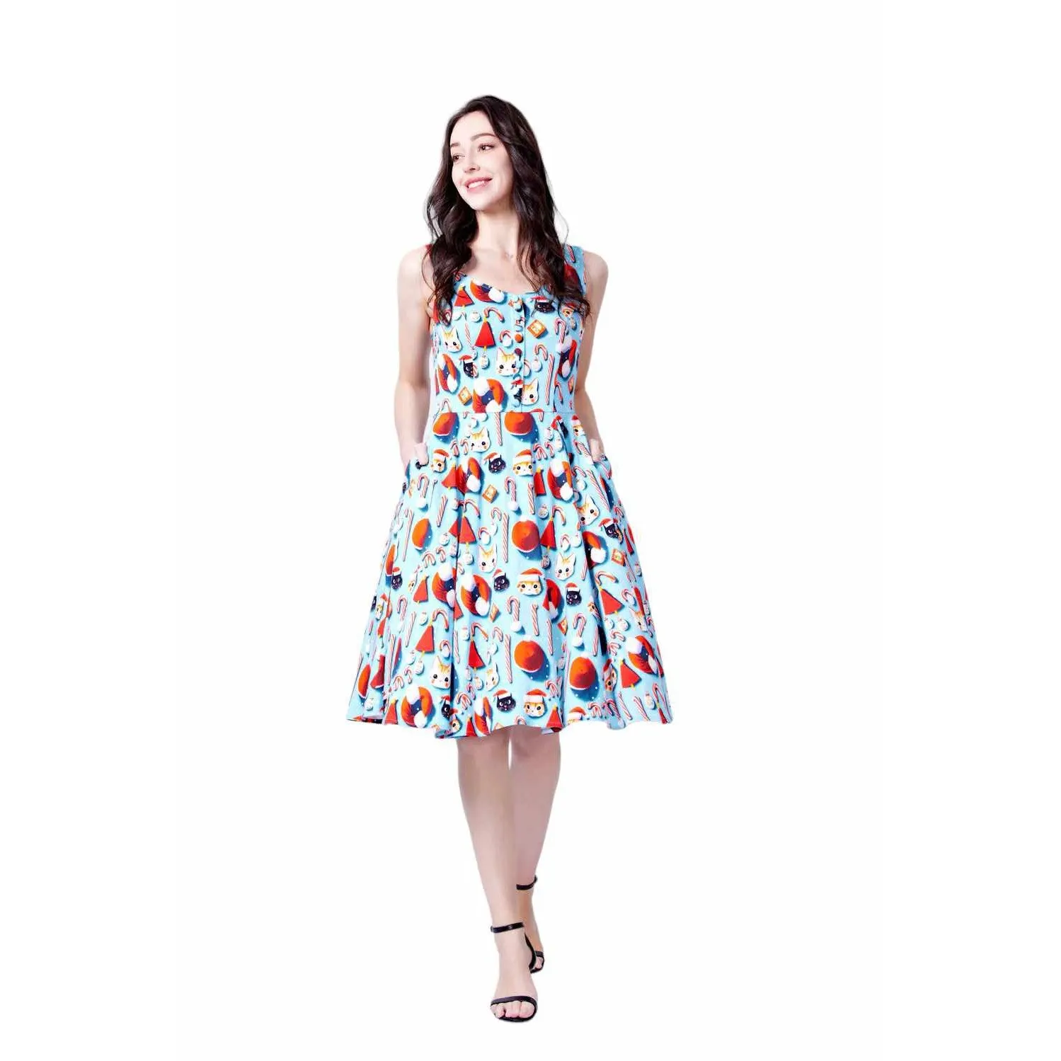 Heidi Christmas Cats Dress - Miss Lulo