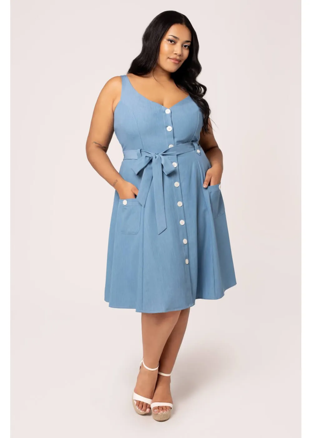  Hell Bunny Rylee 40's Swing Dress Blue