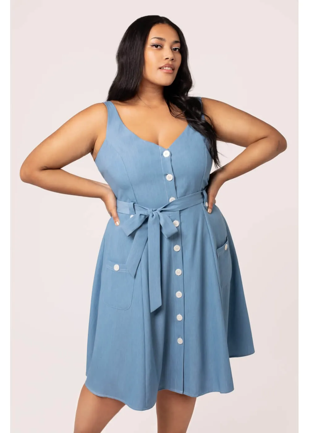  Hell Bunny Rylee 40's Swing Dress Blue