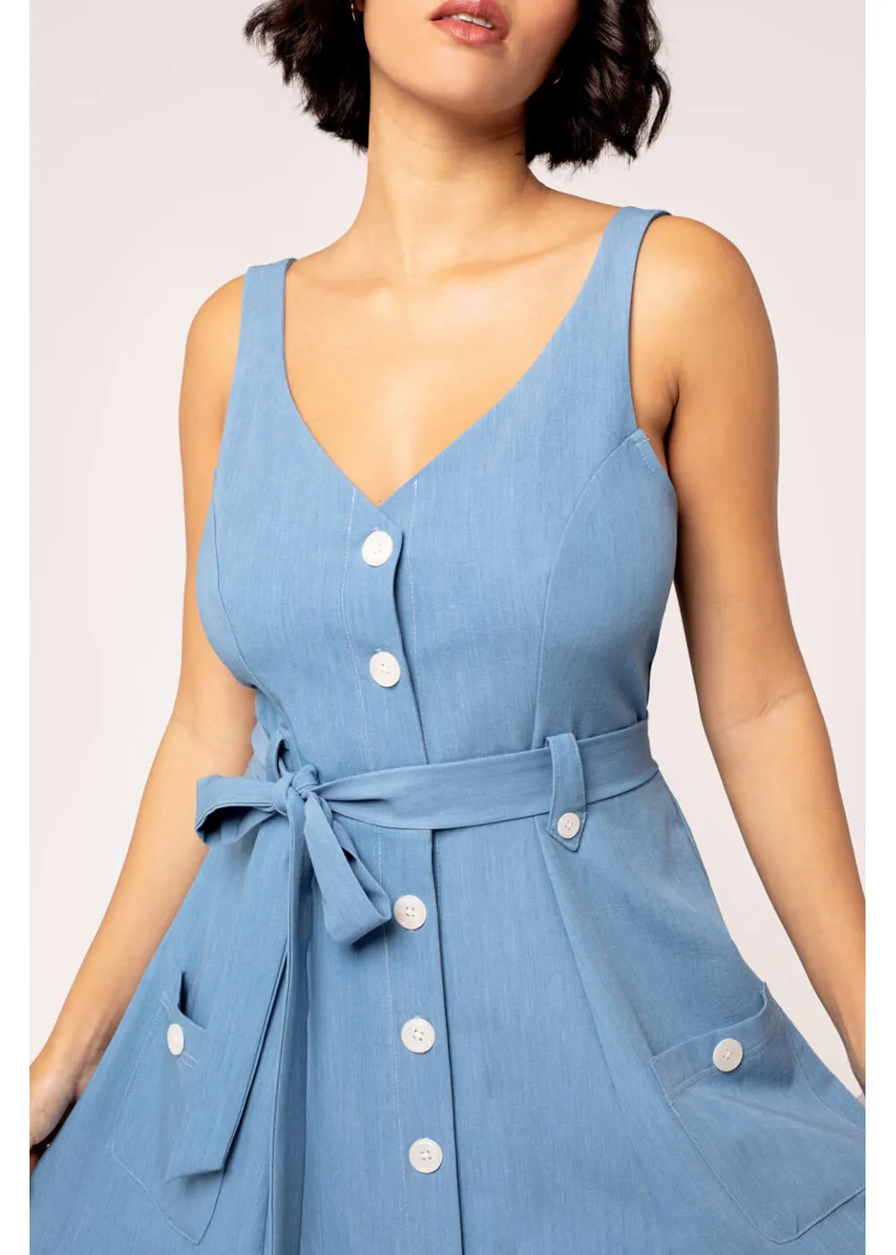  Hell Bunny Rylee 40's Swing Dress Blue