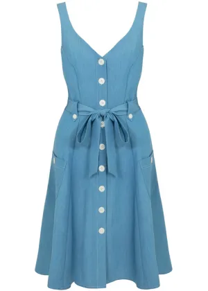  Hell Bunny Rylee 40's Swing Dress Blue