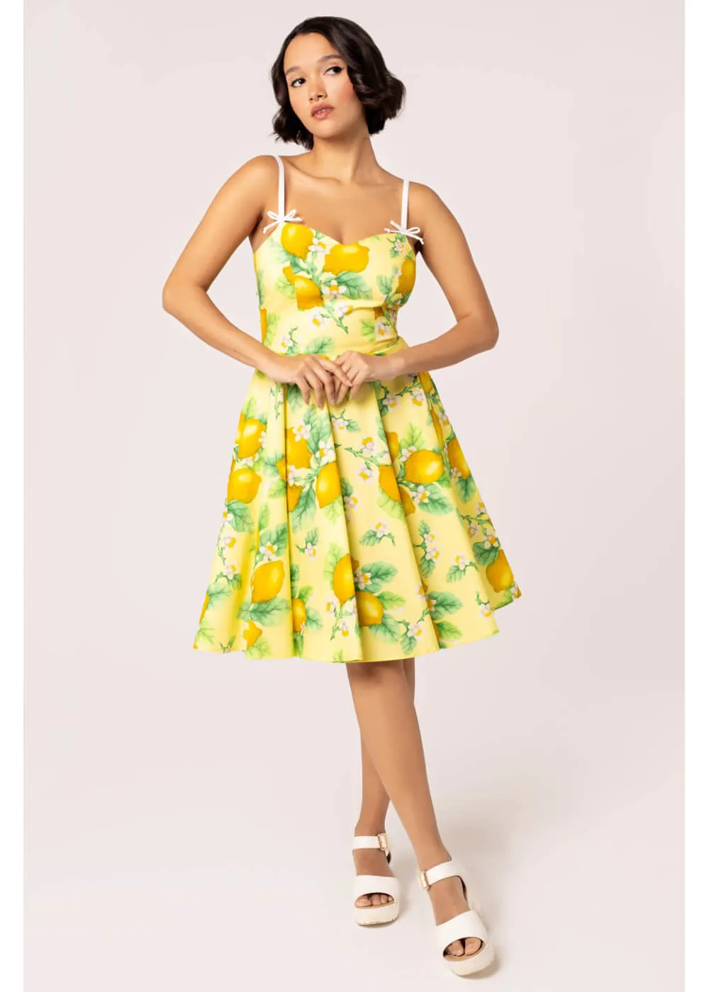 Hell Bunny Zesty Lemon 50's Swing Dress Yellow