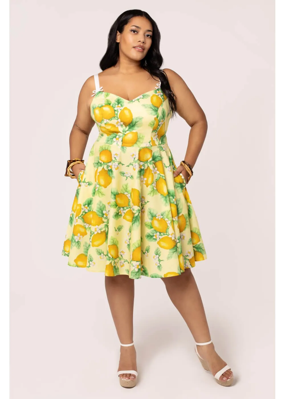 Hell Bunny Zesty Lemon 50's Swing Dress Yellow